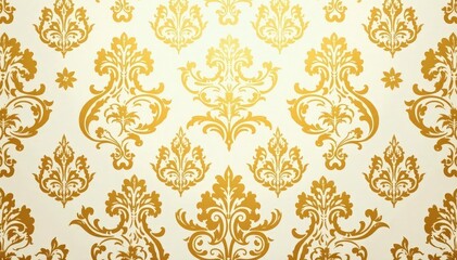 Intricate floral damask pattern in muted golds and creams , wallpaper, flower