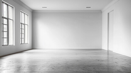 Empty room with large windows