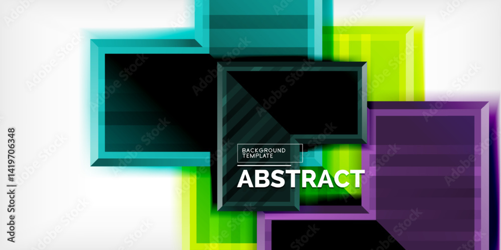 Aufkleber geometric shapes overlap, creating vibrant abstract design. bright colors blend, forming modern back