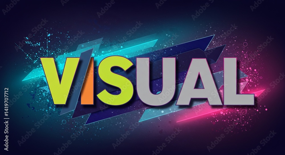 Aufkleber Visual is a word that is written in a colorful font