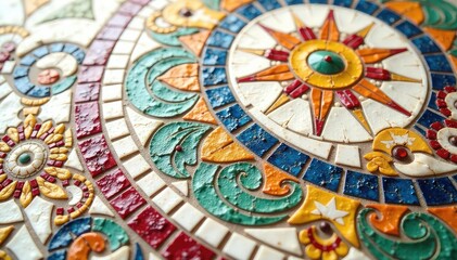 Obraz premium Intricate Roman mosaic detail on bright white, art, background