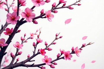 Fototapeta premium Intricate sakura branch pattern, white and pink, repeating motif , textile, sakura branch, illustration