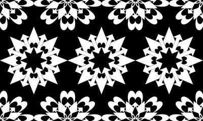 Black and white seamless fabric pattern geometric gapes endlessly beautiful tiles, white background, vector