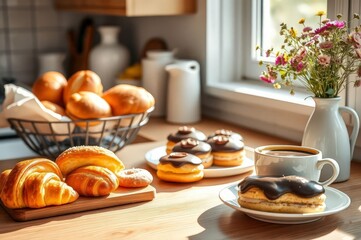 Cozy Kitchen with Fresh Pastries