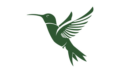 Obraz premium A vector illustration of a hummingbird in flight. The hummingbird is depicted in a solid dark green.