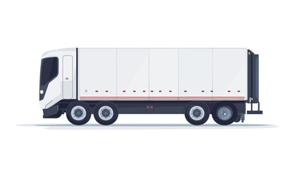 A digitally rendered illustration showing the side profile of a modern white box truck against a pure white background. The truck is depicted with great precision and smooth lines.