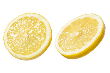 Isolated lemons and slices on white background