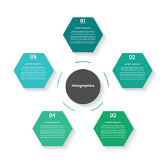 Modern vector 5 infographic template with colorful elements, designed for data visualization, presentations, reports, and business analysis. Ideal for marketing strategies, statistical data