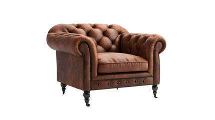 Luxurious Leather Armchair Isolated on White Background for Interior Design Concepts
