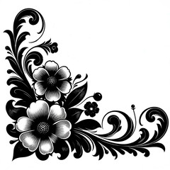 black and white floral background