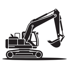 Excavator icon Vector Black silhouettes. with white background
