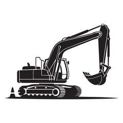 Excavator icon Vector Black silhouettes. with white background