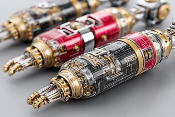 High-Tech Mechanical Components in Vibrant Colors