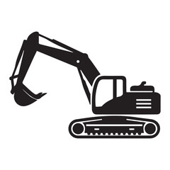 Excavator icon Vector Black silhouettes. with white background