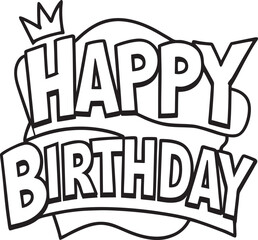 Happy birthday typography black and white