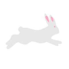 flat cartoon rabbit vector illustration isolated on white background