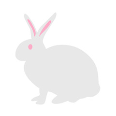 flat cartoon rabbit vector illustration isolated on white background