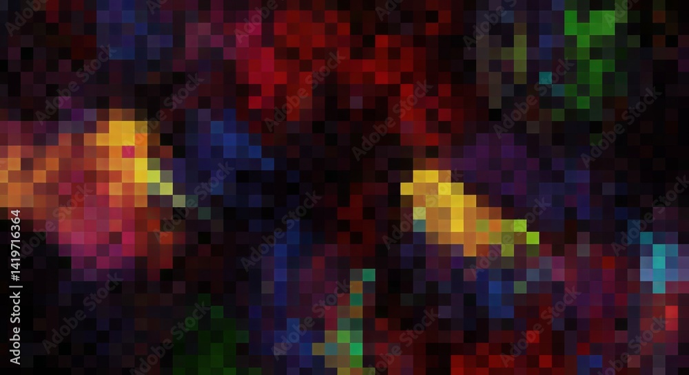Aufkleber A colorful pixelated image with a variety of colors and shapes