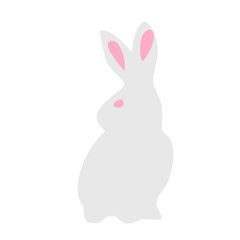flat cartoon rabbit vector illustration isolated on white background