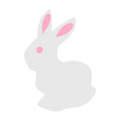 flat cartoon rabbit vector illustration isolated on white background