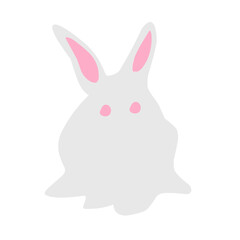 flat cartoon rabbit vector illustration isolated on white background