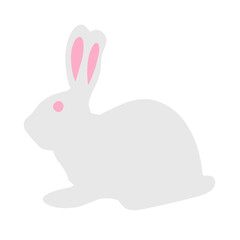 flat cartoon rabbit vector illustration isolated on white background