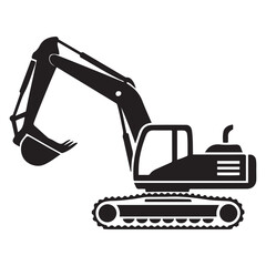 Excavator icon Vector Black silhouettes. with white background