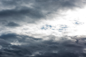 Dramatic dark storm rain clouds black sky background. Dark thunderstorm clouds rainny atmosphere....