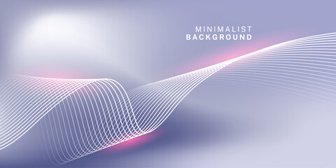 Abstract blue gray gradient background with shining lines waves. Minimalist background for banner, poster, cover, brochure, flyer, website