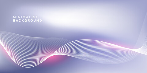 Abstract blue gray gradient background with shining lines waves. Minimalist background for banner, poster, cover, brochure, flyer, website