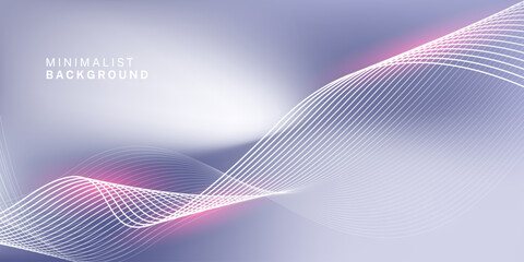 Abstract blue gray gradient background with shining lines waves. Minimalist background for banner, poster, cover, brochure, flyer, website