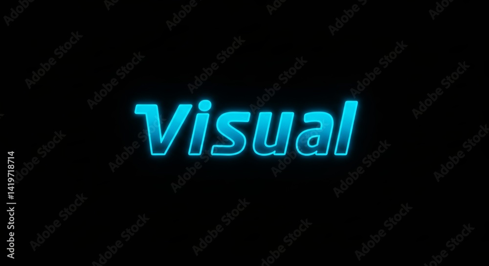 Poster visual is a word that is written in blue letters on a black background