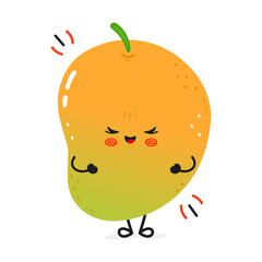 A charming cartoon Mango smiles with joy, expressing a cheerful and happy vibe in its design.