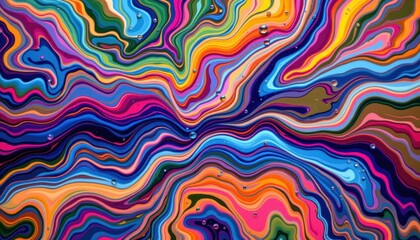 A colorful marbled pattern of liquid paint flowing together, with bubbles captured within the swirls.