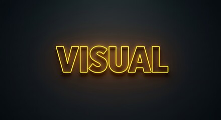 Fototapeta premium Visual is a word that is written in neon yellow letters on a black background