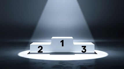 Spotlight on Winners Podium in Dark Room