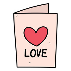 Hand drawn cartoon valentines day greeting card on white background.