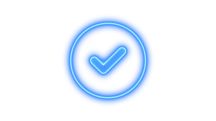 Neon circle check icon blue color glow with transparent background © مُحسَب