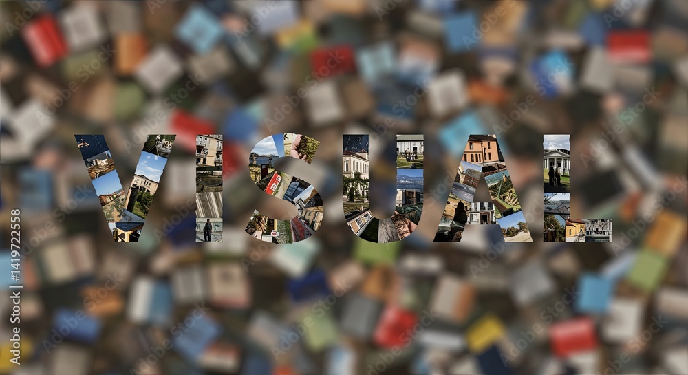 Aufkleber visual is a word made up of many different pictures