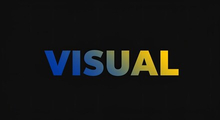 Fototapeta premium Visual is a word that is written in blue and yellow on a black background