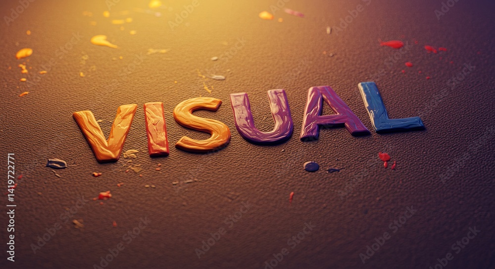 Aufkleber Visual is a word that is written in different colors on a surface