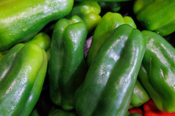 沢山の新鮮なピーマン