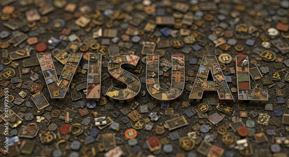 Aufkleber Visual is a word made up of many different shapes and symbols
