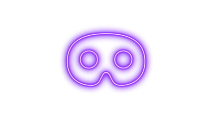 Obraz premium Neon mask icon purple color glow with transparent background