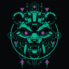 Geometric mecha bear vector illustration