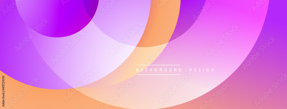 Poster abstract colorful overlapping circles create vibrant background. soft gradients blend purple, orange