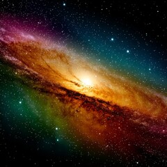 A Majestic Galaxy: Colorful cosmic dust and starlight illuminate the vastness of space, displaying a vibrant cosmic canvas.