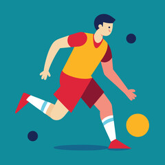 Obraz premium A vector cartoon illustration shows a sport player, a tennis athlete silhouette in action with a ball during a game