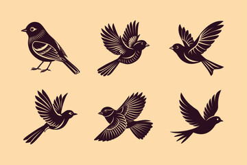 Ruby-crowned Kinglet bird, silhouette vector illustration