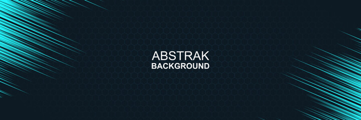 banner design with modern abstract theme. with hexagonal texture and abstract blue lines like lights